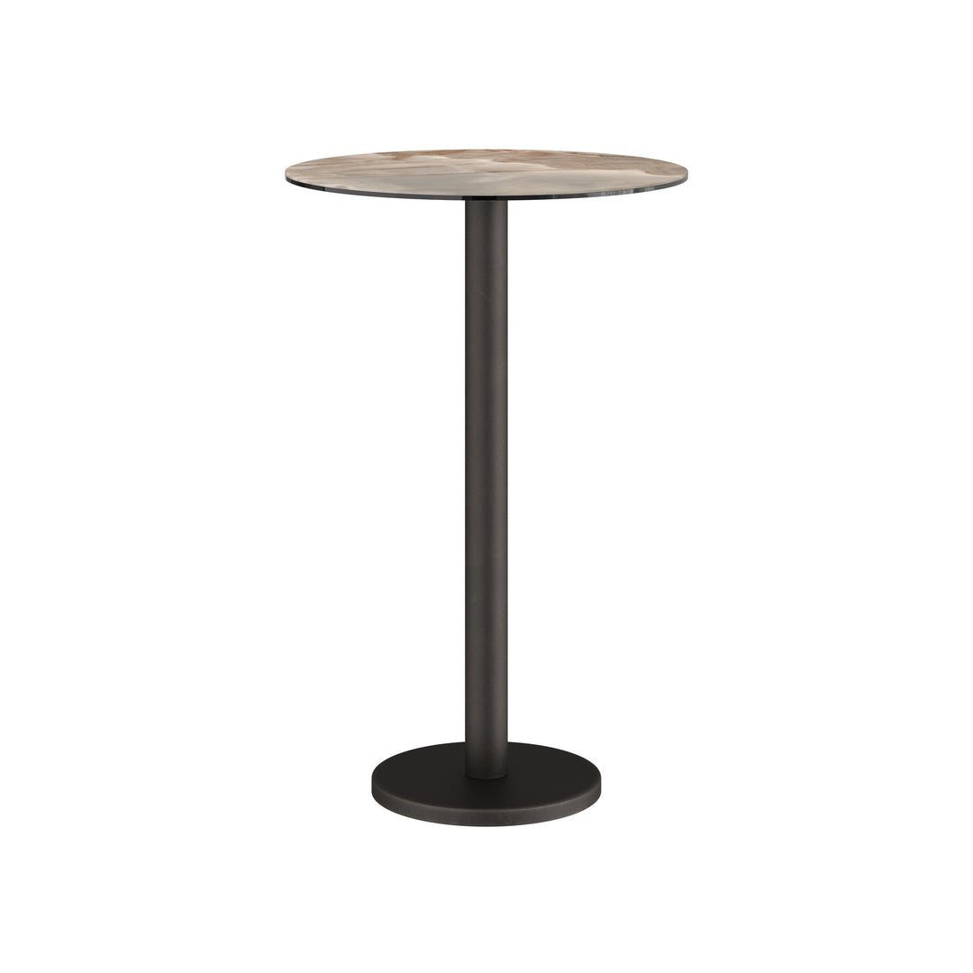Dôme Deco BARI Bartisch rund in Choco – moderner Design-Bartisch für Bar- und Essbereiche