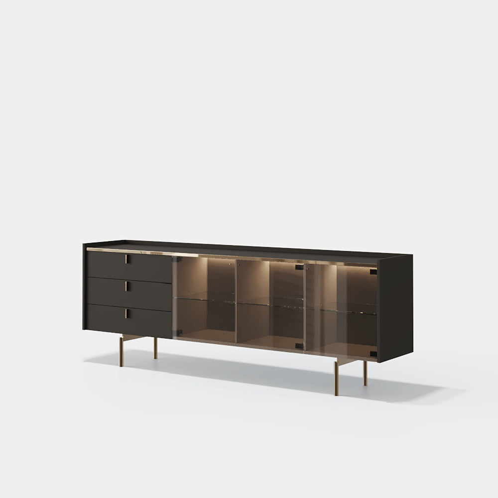 Evanyrouse Colline Glas 4 Türen Sideboard mit Beleuchtung – Lifestyleansicht 1