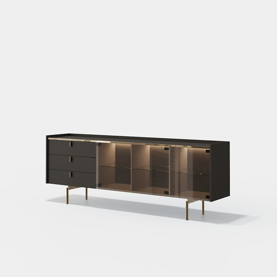 Evanyrouse Colline Glas 4 Türen Sideboard mit Beleuchtung – Lifestyleansicht 1