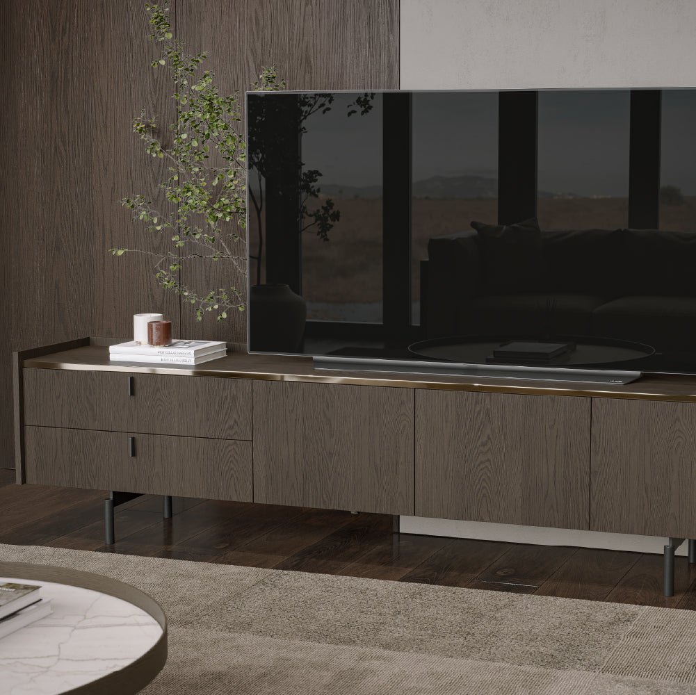 Evanyrouse Brera 240 cm 3 Türen TV-Möbel + 2 Schubladen – Lifestyleansicht 3