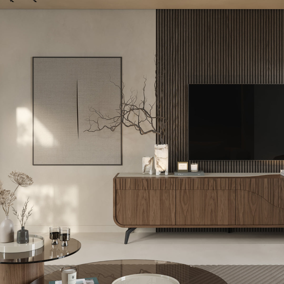 Evanyrouse Linard TV-Möbel mit Füßen und LED-Beleuchtung – Lifestyleansicht 3
