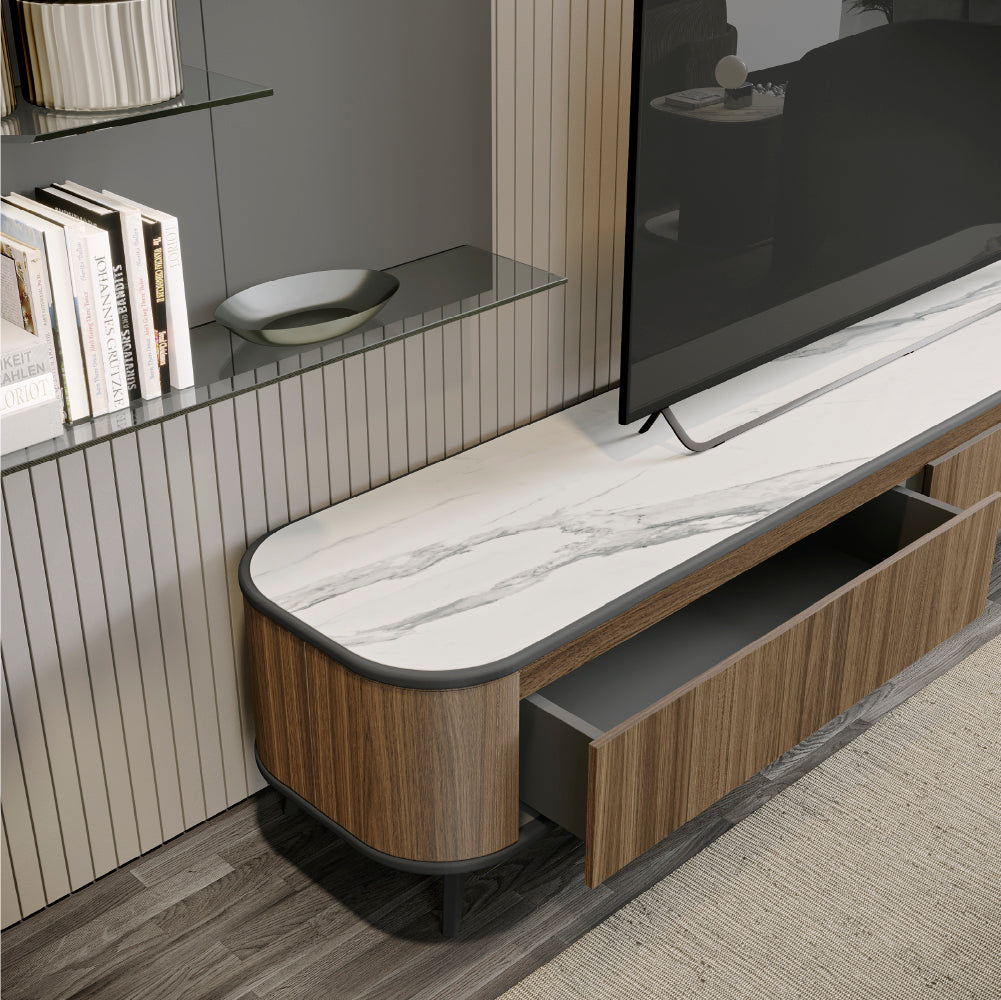Evanyrouse Tepui TV-Möbel mit 2 Schubladen 220 cm mit Füßen – Lifestyleansicht 3