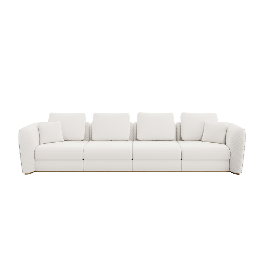 Casa Magna PRESTIGE Sofa Steppnaht · Konfiguration C – 412 × 368 × 74 cm – Ansicht 1